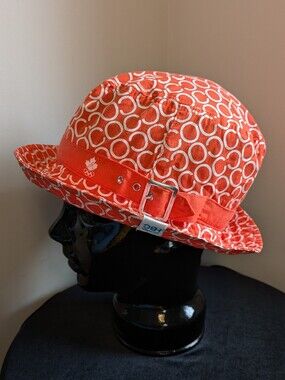 Hudson Bay Company Olympic Orange Patterned Bucket Hat with Buckle